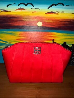 Givenchy Parfums Red Quilted Logo Cosmetic Pouch